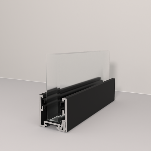 Partitioning Base Channel, 25mm Deep (SG) – 100mm Sample – RAL 9005 – Includes Gasket