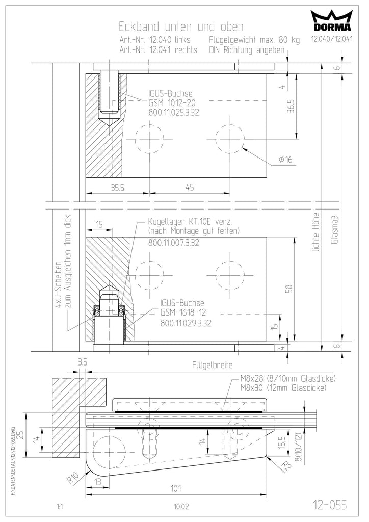 DORMA Stainless Steel Glass Door Corner Pivot Hinges - QIC Ironmongery 