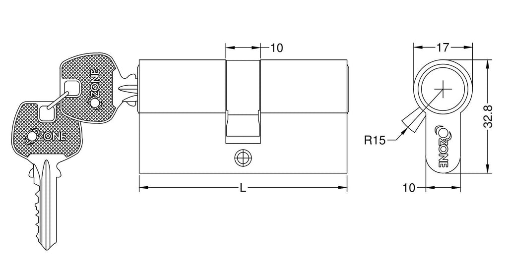 Euro Cylinder Barrel Key Turn 60mm Key Alike - QIC Ironmongery 