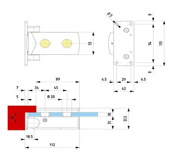 BILOBA 8060 Hydraulic Side Hung Glass Door Hinge - QIC Ironmongery 