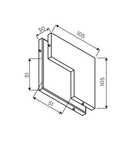 Over Panel Glass Door Connector Fixed Stop - Brush Stainless - QIC Ironmongery 