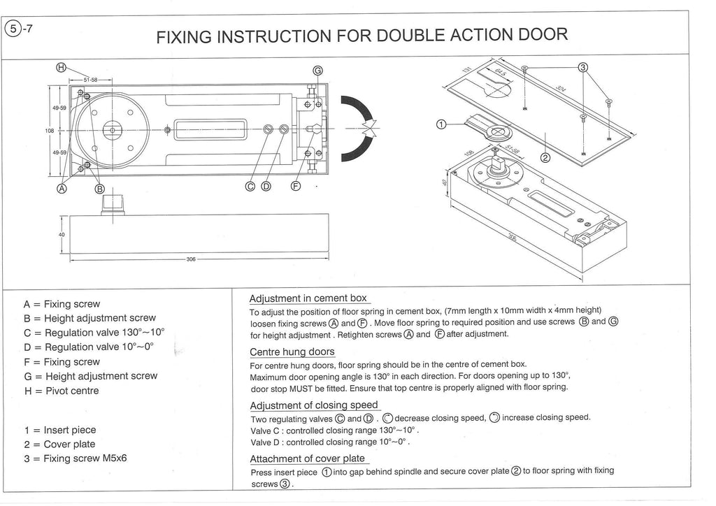 Hydraulic Floor Door Spring EN 3 - QIC Ironmongery 