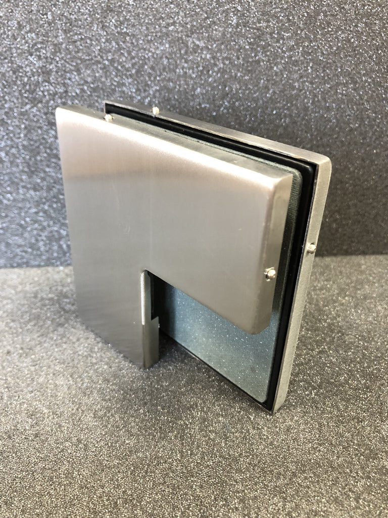 Over Panel Glass Door Connector Fixed Stop - Brush Stainless - QIC Ironmongery 