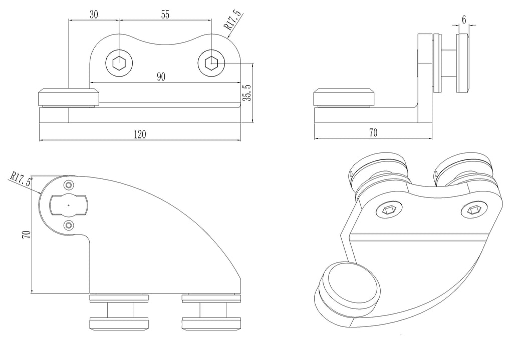 Stainless Off Set Glass Door Bottom Pivot Hinge Left - QIC Ironmongery 