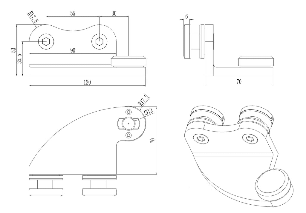 Stainless Top & Bottom Glass Door Off Set Pivot Hinge Set - QIC Ironmongery 