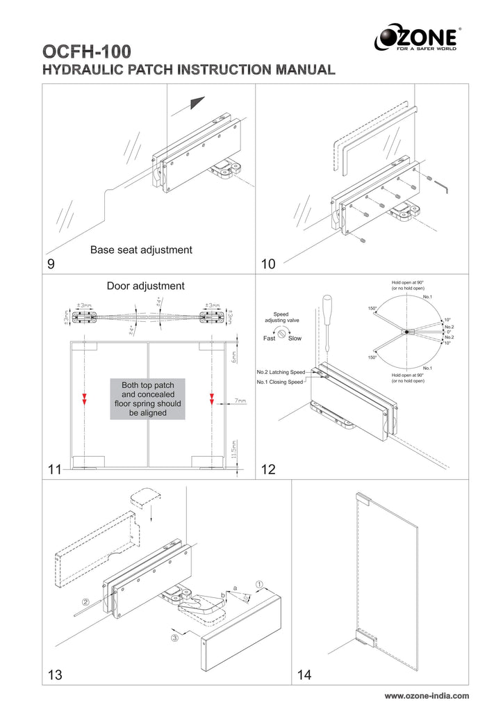 Glass Door Hydraulic Patch Set - Black Matte - QIC Ironmongery 