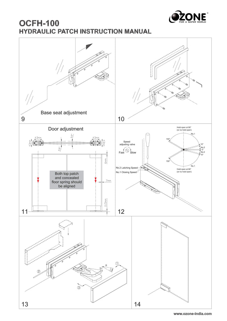 Stainless Glass Door Hydraulic Patch "Matte Black" - QIC Ironmongery 