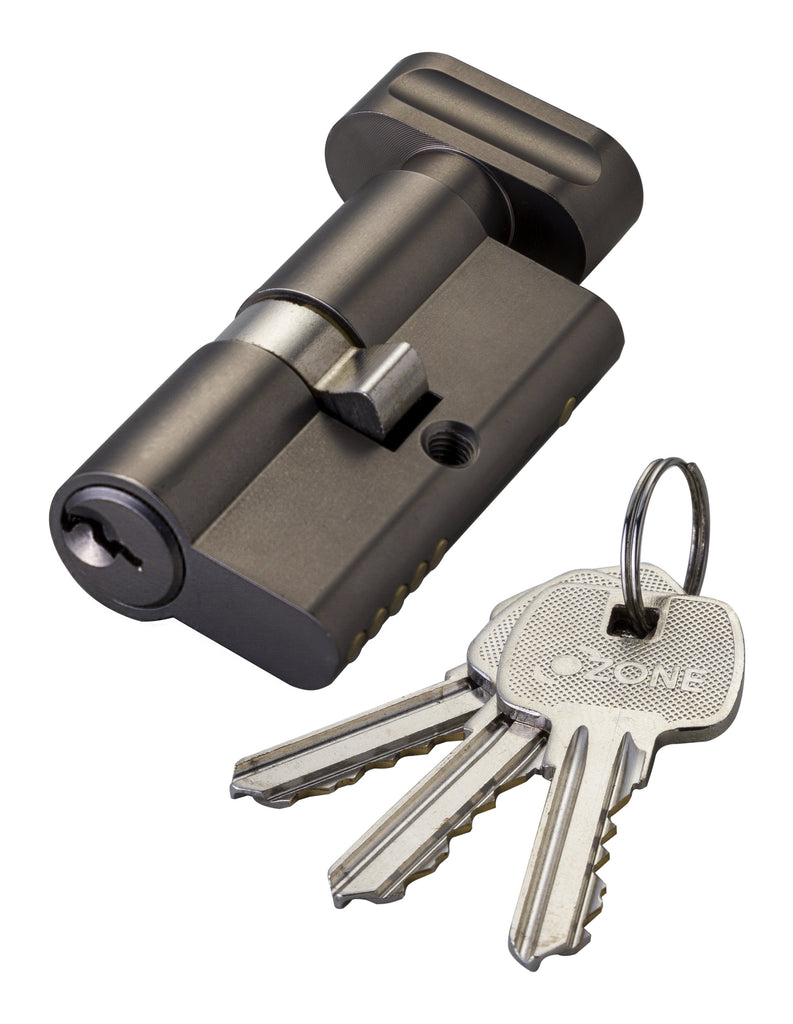 Euro Cylinder Barrel Key & Thumb Turn 60 mm Key Unique Polished Black - QIC Ironmongery 