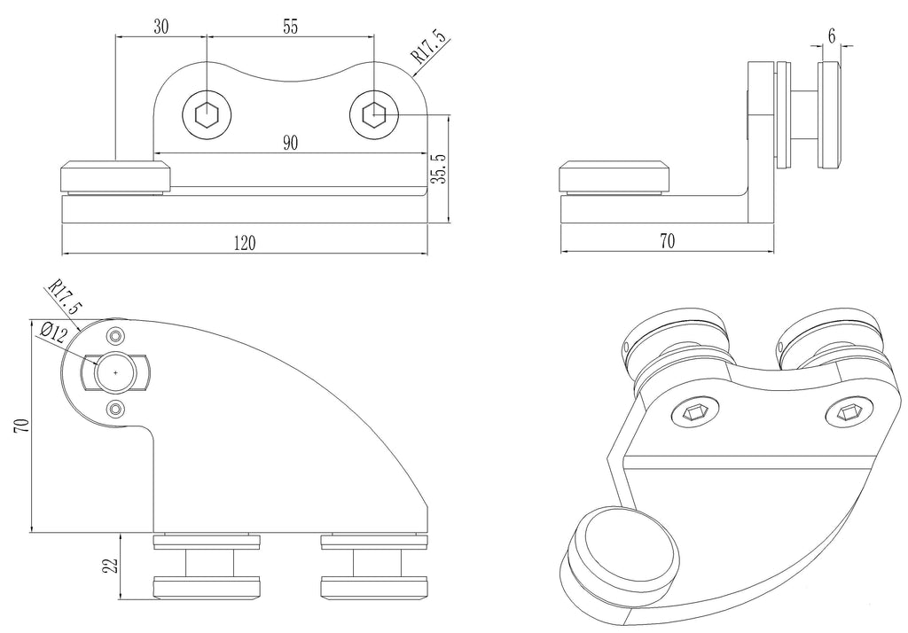 Stainless Off Set Glass Door Top Pivot Hinge Right - QIC Ironmongery 