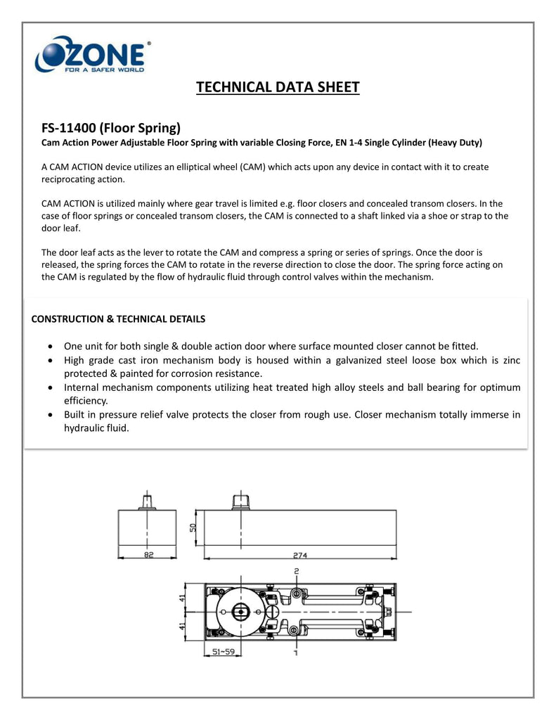 Hydraulic Floor Door Closer EN 1 - 4 - QIC Ironmongery 