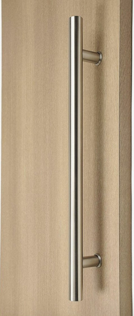 "H" STAINLESS GLASS DOOR PULL HANDLES L:900 X CC:700 X DIA:32MM - QIC Ironmongery 