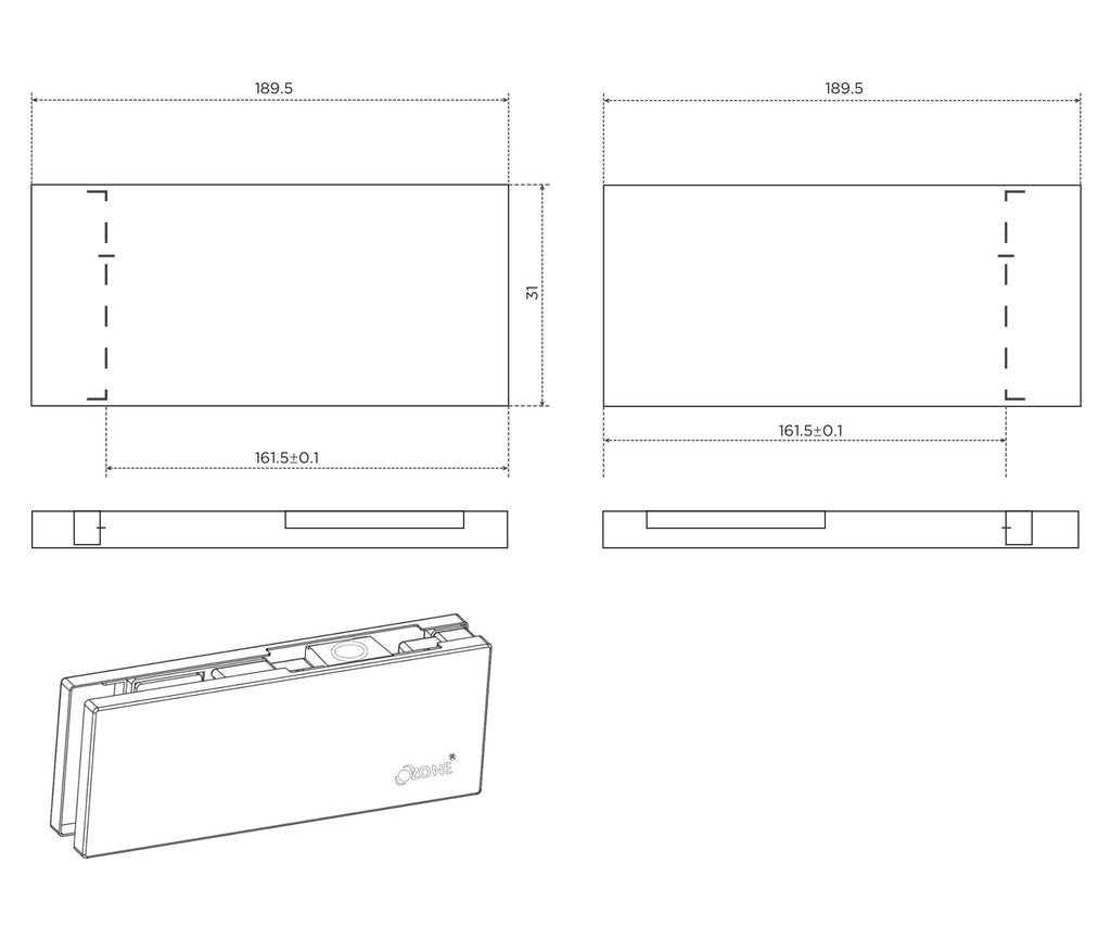 Top Patch Glass Door Large "Matte Black" - QIC Ironmongery 